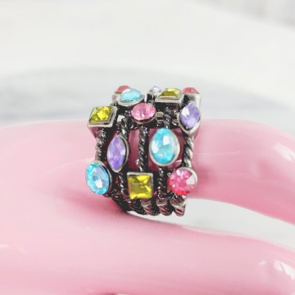 Antique Silver Gem Jewel Crystal Ring‎ - Picture 5 of 10